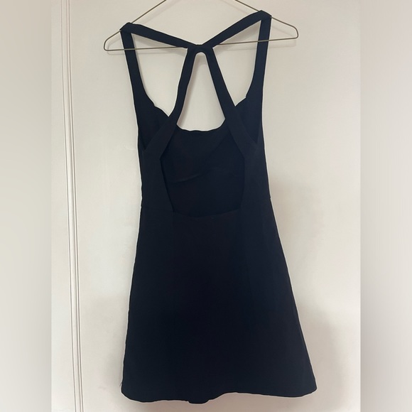 Free People solid just peachy mini black stretch tennis dress razor back low cut - Picture 7 of 10